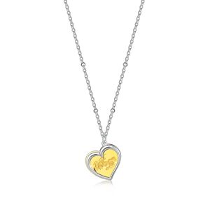 Strieborný 925 náhrdelník - kontúra srdca, zlatá farba, "Best mom ever"