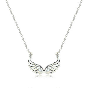 Strieborný 925 náhrdelník - lesklé vyrezávané anjelské krídla