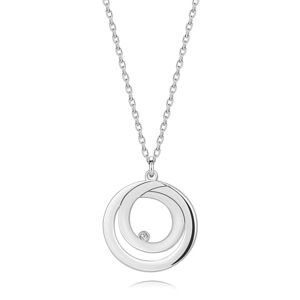 Strieborný 925 náhrdelník - obrys kruhu so slučkou vo vnútri, číry briliant