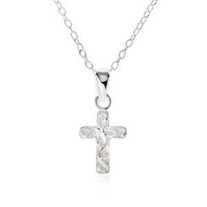 Strieborný 925 náhrdelník - retiazka, gravírovaný kríž, zvlnené línie