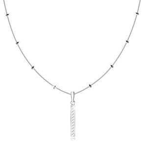 Strieborný 925 náhrdelník - retiazka s hadím vzorom, tenký obdĺžnik so zirkónikmi