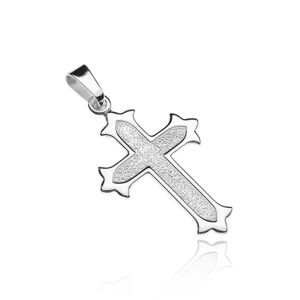Strieborný kríž 925 - členité cípy s lesklým lemom, zrnitý stred