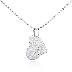 Strieborný náhrdelník 925, asymetrické srdce s čírymi zirkónmi