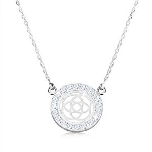 Strieborný náhrdelník 925 - štvorcípy keltský uzol v zirkónovom kruhu, jemná retiazka