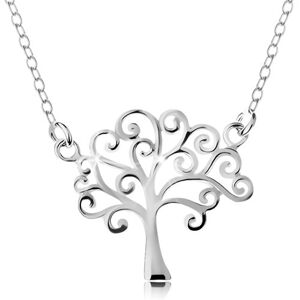 Strieborný náhrdelník 925, tenká retiazka a prívesok - lesklý strom života
