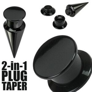 Taper a plug 2 v 1 čierny - Hrúbka: 8 mm