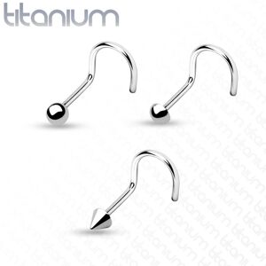 Titánový piercing do nosa - zahnutý, rôzne hlavičky, 0,8 mm - Tvar hlavičky: Gulička