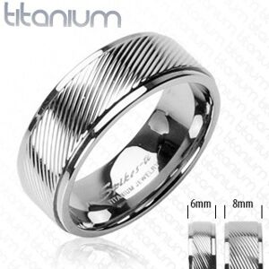 Titánový prsteň s diagonálnymi pruhmi - Veľkosť: 71 mm