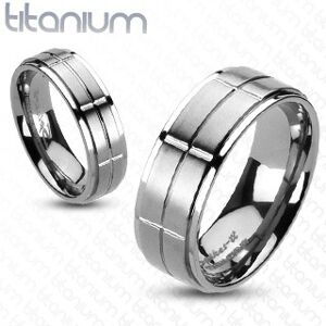 Titánový prsteň s matnými obdĺžnikmi - Veľkosť: 54 mm