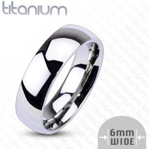 Titánový prsteň striebornej farby - zrkadlovolesklý povrch, 6 mm - Veľkosť: 53 mm