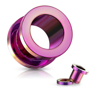 Tunel do ucha z 316L ocele - lesklý povrch ružovej farby, PVD povrchová úprava - Hrúbka: 3 mm