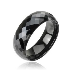 Tungstenový - Wolfrámový prsteň čierny vzor disco - Veľkosť: 67 mm