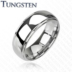 Tungstenový - Wolfrámový prsteň lesklý s vyvýšeným stredom - Veľkosť: 63 mm