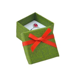 Vianočná krabička na šperky - zelený štvorec s červenou mašľou