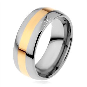 Volfrámový prsteň v dvojfarebnom prevedení - prúžok zlatej farby, 8 mm - Veľkosť: 54 mm