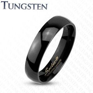 Wolfrámový prsteň v čiernom odtieni, zrkadlovolesklý hladký povrch, 4 mm - Veľkosť: 53 mm
