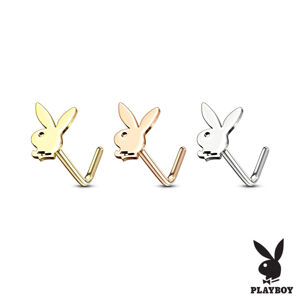 Zahnutý piercing do nosa z 316L ocele - zajačik Playboy, drobné očko, motýlik  - Farba: Medená