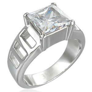 Zásnubný prsteň z veľkým štvorcovým zirkónom a šiestimi otvormi - Veľkosť: 56 mm