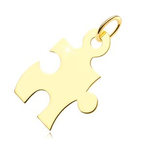 Zlatý 14K prívesok - puzzle diel s výrezmi a spájacími článkami