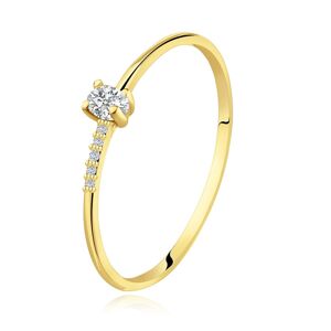 Zlatý 14K prsteň v žltom zlate - oválny zirkón, rad okrúhlych zirkónov - Veľkosť: 60 mm