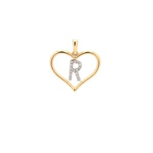Zlatý prívesok písmenko R v srdci